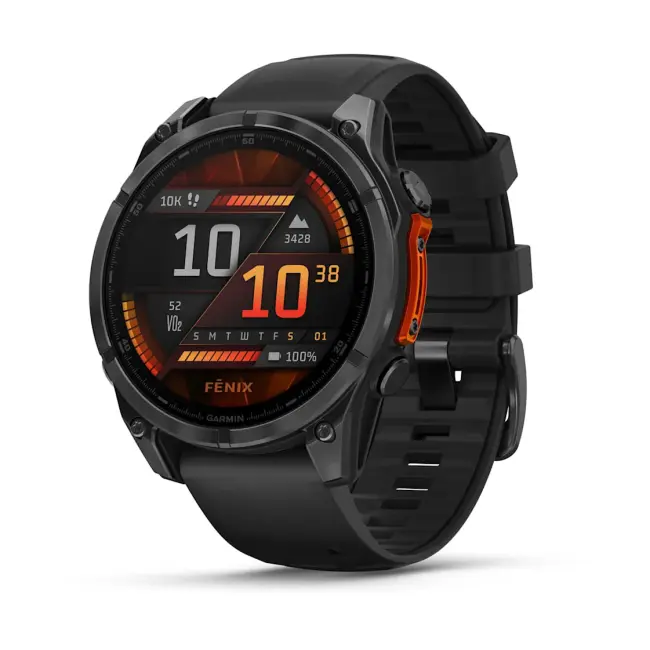 Garmin Fenix ​​8 — 47 мм AMOLED — серо-серый с черным силиконовым ремешком 010-02904-00 от прозводителя Garmin