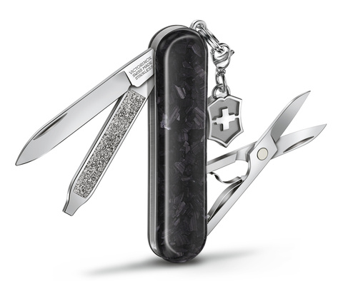 Нож-брелок Victorinox Classic Brilliant Carbon, 58 мм, 5 функций, черный/серебристый 0.6221.90 от прозводителя Victorinox