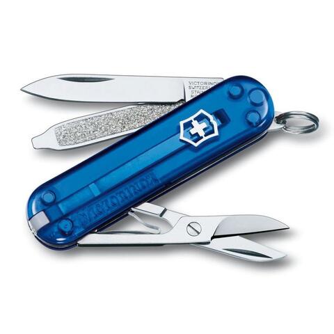 Нож-брелок Victorinox Classic Midnite Manager, 58 мм, 10 функций, синий полупрозрачный 0.6366.T2 от прозводителя Victorinox