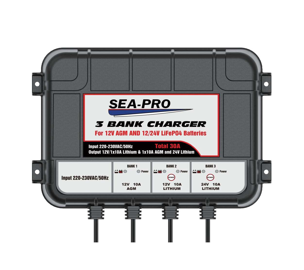 Зарядное устройство SEA-PRO ТЕ4-0287В (1х12В AGM, 1х12В LiFePo4, 1х24В LiFePo4) ТЕ4-0287В от прозводителя SEA-PRO