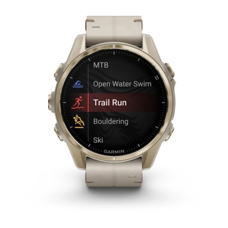 Garmin Fenix 8 - 43 мм AMOLED | Sapphire | Soft Gold with Limestone Leather Band