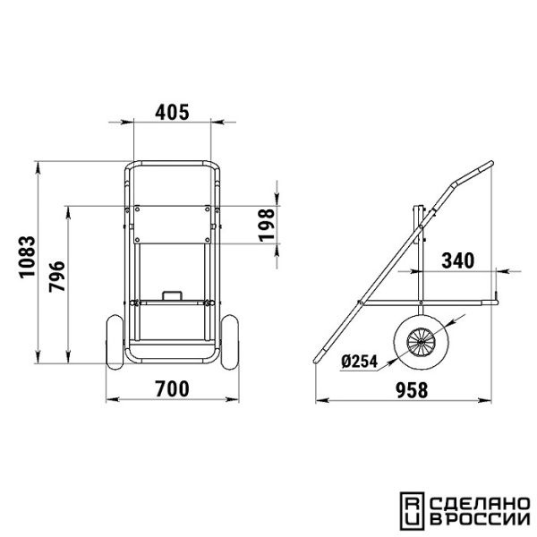 Тележка для ПЛМ с местом для топливного бака 060125T от прозводителя Техномарин