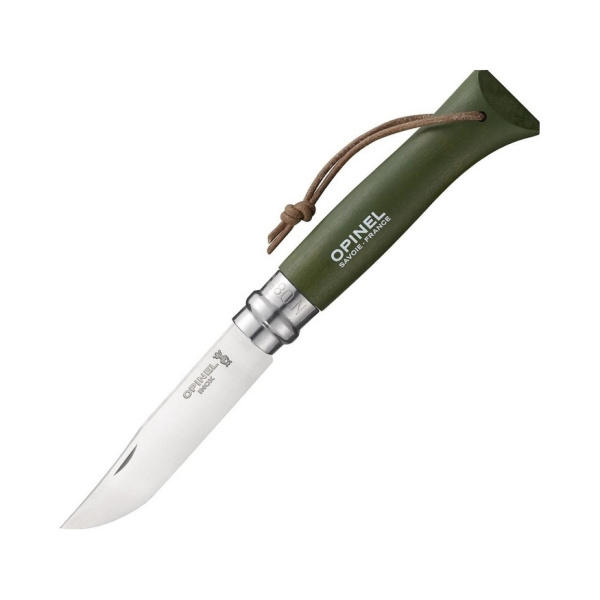 Нож Opinel №8 Trekking, нержавеющая сталь, кожаный темляк, хаки, 001703 001703 от прозводителя Opinel