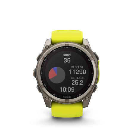 Garmin Fenix 8 - 51 мм SOLAR | SAPPHIRE | Titanium with Amp yellow/graphite silicone band