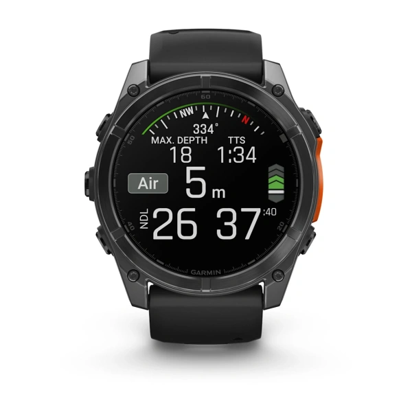 Garmin Fenix ​​8 — AMOLED 51 мм — серо-серый с черным силиконовым ремешком 010-02905-00 от прозводителя Garmin