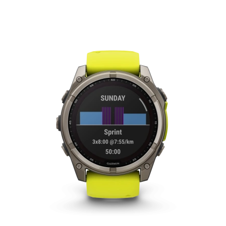 Garmin Fenix 8 - 51 мм SOLAR | SAPPHIRE | Titanium with Amp yellow/graphite silicone band