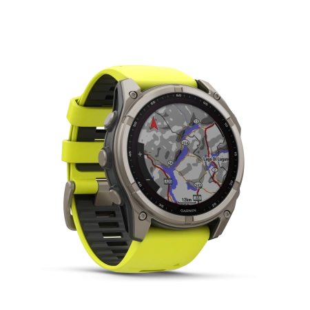 Garmin Fenix 8 - 51 мм SOLAR | SAPPHIRE | Titanium with Amp yellow/graphite silicone band