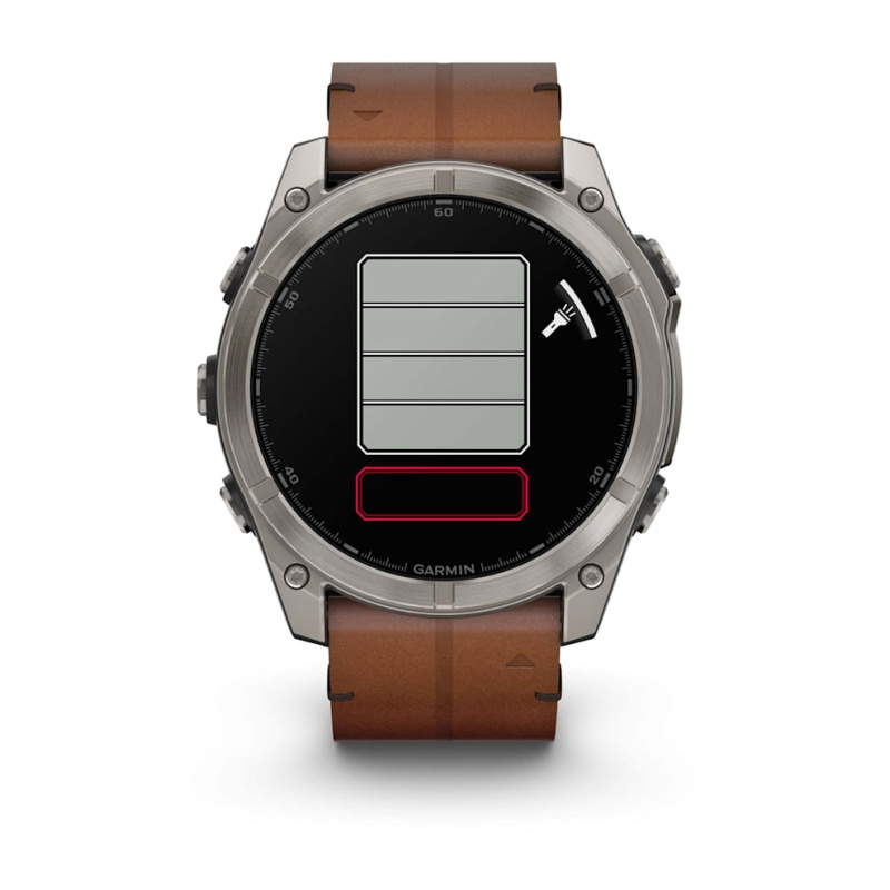 Garmin Fenix 8 - 51 мм AMOLED | SAPPHIRE | Titanium with Chestnut Leather Band