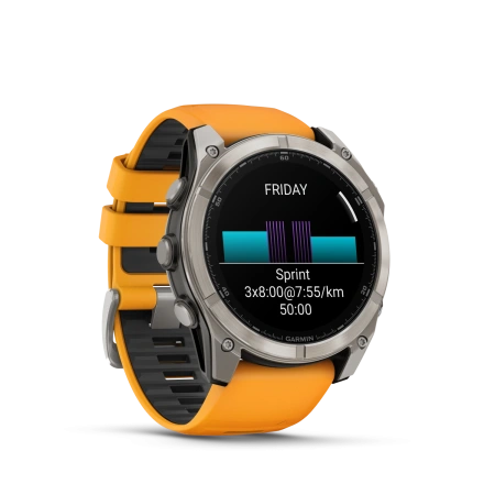 Garmin Fenix 8 - 51 мм AMOLED | SAPPHIRE | Titanium with Spark orange/graphite silicone band
