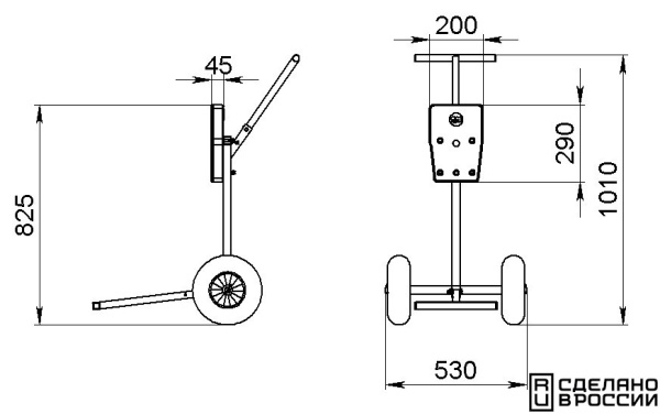 Тележка для ПЛМ (cъемная рукоятка) 060126T от прозводителя Техномарин
