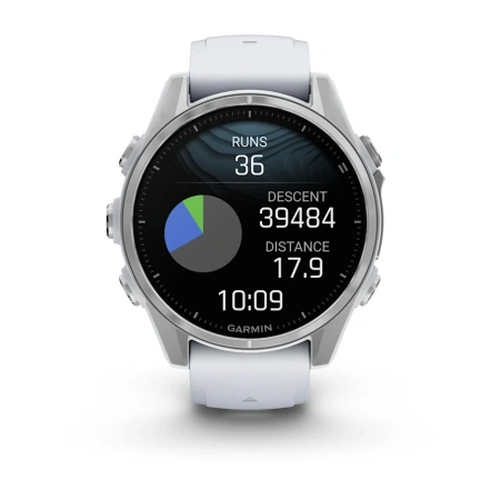 Garmin Fenix 8 - 43 мм AMOLED | Silver with Whitestone silicone band