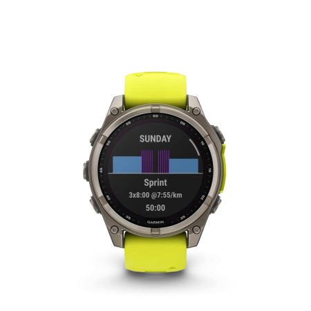 Garmin Fenix 8 - 47 мм SOLAR | SAPPHIRE | Titanium with Amp yellow/graphite silicone band