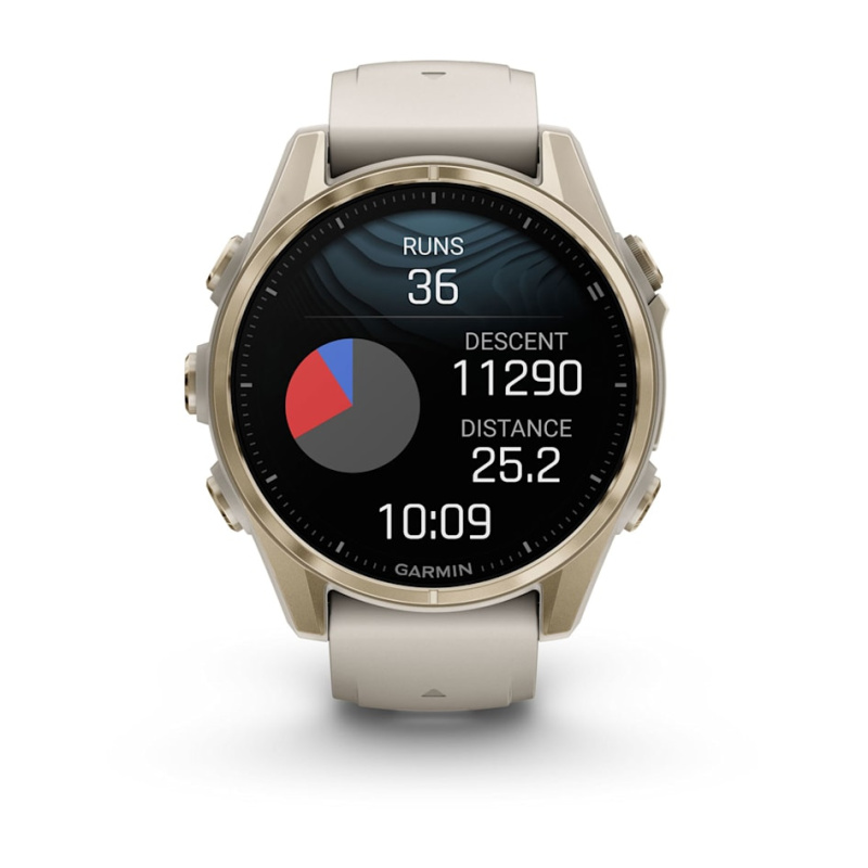 Garmin Fenix 8 - 43 мм AMOLED | Sapphire | Soft Gold with Fog grey/dark sandstone silicone band
