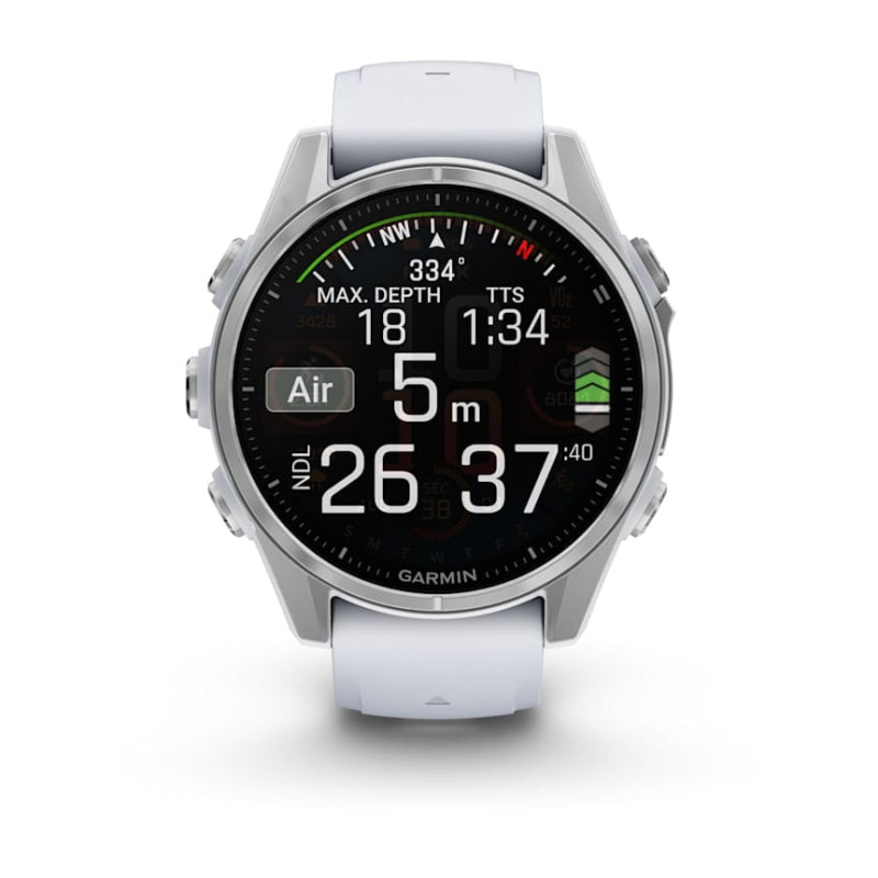Garmin Fenix 8 - 43 мм AMOLED | Silver with Whitestone silicone band