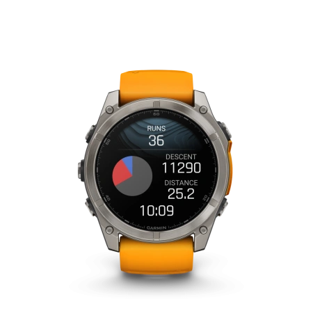 Garmin Fenix 8 - 51 мм AMOLED | SAPPHIRE | Titanium with Spark orange/graphite silicone band