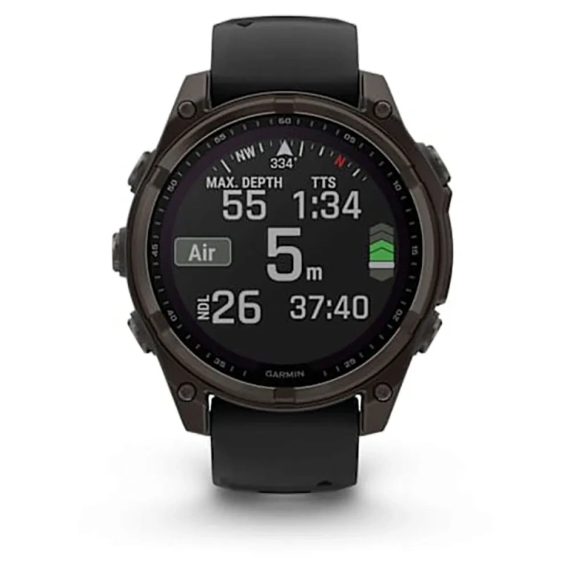 Garmin Fenix 8 - 47 мм SOLAR | SAPPHIRE | Carbon grey DLC titanium with Black/pebble grey silicone band