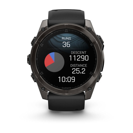 Garmin Fenix 8 - 51 мм AMOLED | Carbon grey DLC with Black/pebble grey silicone band