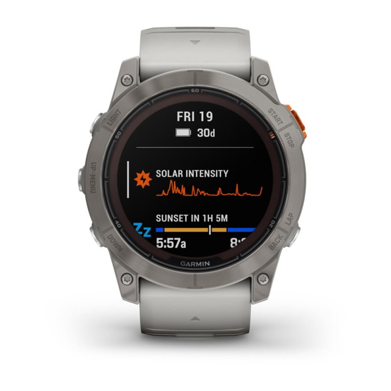 Garmin Fenix 7x Pro - 51 мм SOLAR | SAPPHIRE | Titanium with Fog Gray/Ember Orange Band