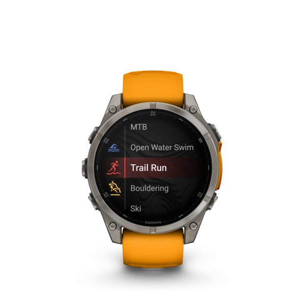 Garmin Fenix ​​8 — 47 мм AMOLED — сапфирово-титановый с оранжево/графитовым ремешком 010-02904-11 от прозводителя Garmin