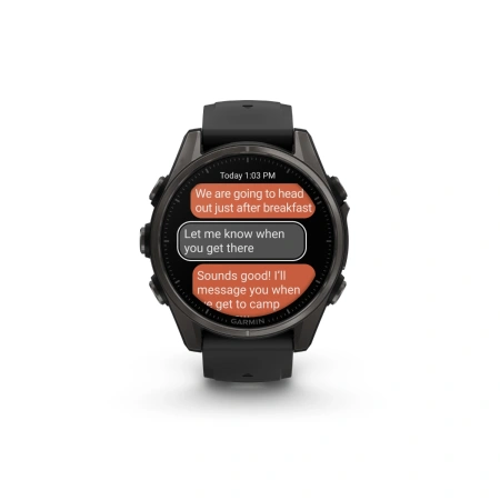 Garmin Fenix 8 - 43 мм AMOLED | Sapphire | Carbon grey DLC titanium with Black/pebble grey silicone band
