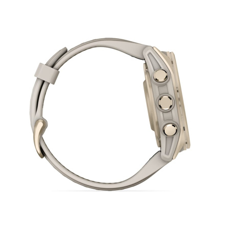 Garmin Fenix 8 - 43 мм AMOLED | Sapphire | Soft Gold with Fog grey/dark sandstone silicone band