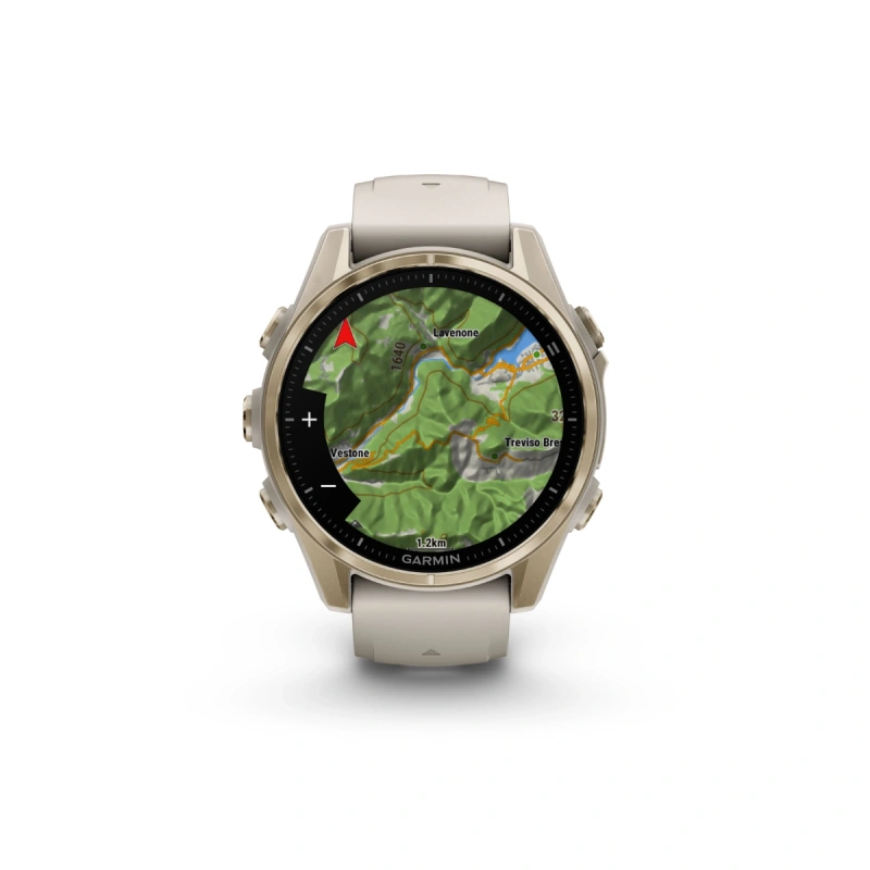 Garmin Fenix 8 - 43 мм AMOLED | Sapphire | Soft Gold with Fog grey/dark sandstone silicone band