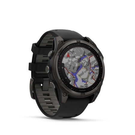 Garmin Fenix 8 - 47 мм SOLAR | SAPPHIRE | Carbon grey DLC titanium with Black/pebble grey silicone band