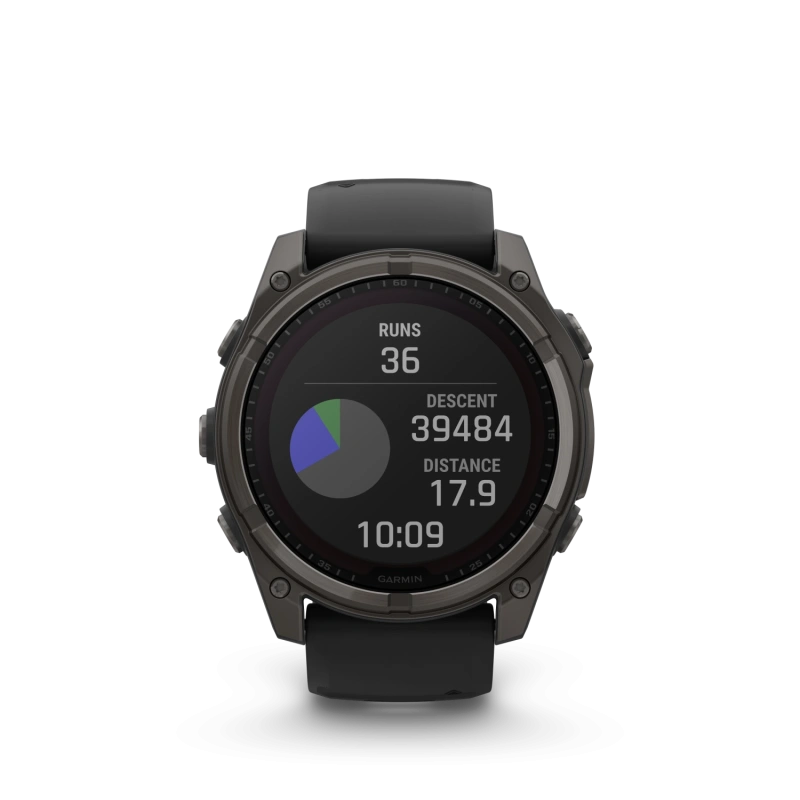 Garmin Fenix 8 - 51 мм SOLAR | SAPPHIRE | Carbon grey DLC titanium with Black/pebble grey silicone band