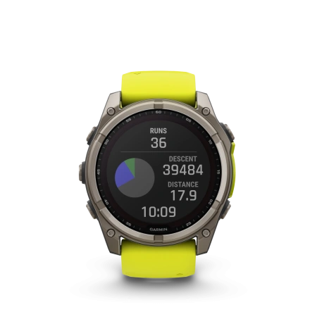 Garmin Fenix 8 - 51 мм SOLAR | SAPPHIRE | Titanium with Amp yellow/graphite silicone band