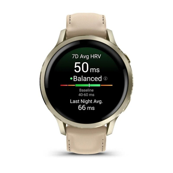 GARMIN VENU 4 – 41 mm Lunar Gold with Bone Silicone+Light Sand Leather Band 010-03013-03 010-03013-03 от прозводителя Garmin