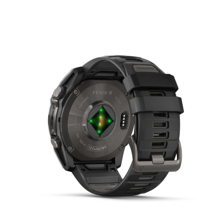 Garmin Fenix 8 - 51 мм AMOLED | SAPPHIRE | Carbon grey DLC with Black/pebble grey silicone band