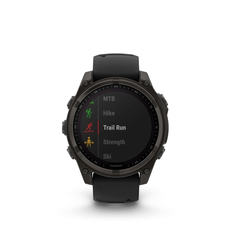 Garmin Fenix 8 - 47 мм SOLAR | SAPPHIRE | Carbon grey DLC titanium with Black/pebble grey silicone band