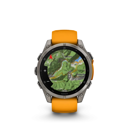 Garmin Fenix 8 - 47 мм AMOLED | SAPPHIRE | Titanium with Spark orange/graphite silicone band